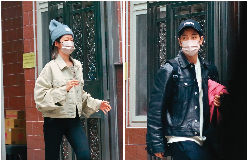 2月10日 13：20 陳銳（右圖）、張景嵐（左圖）從張家出來，一前一後離開，可見當初想要低調交往，最後仍然決定公開。