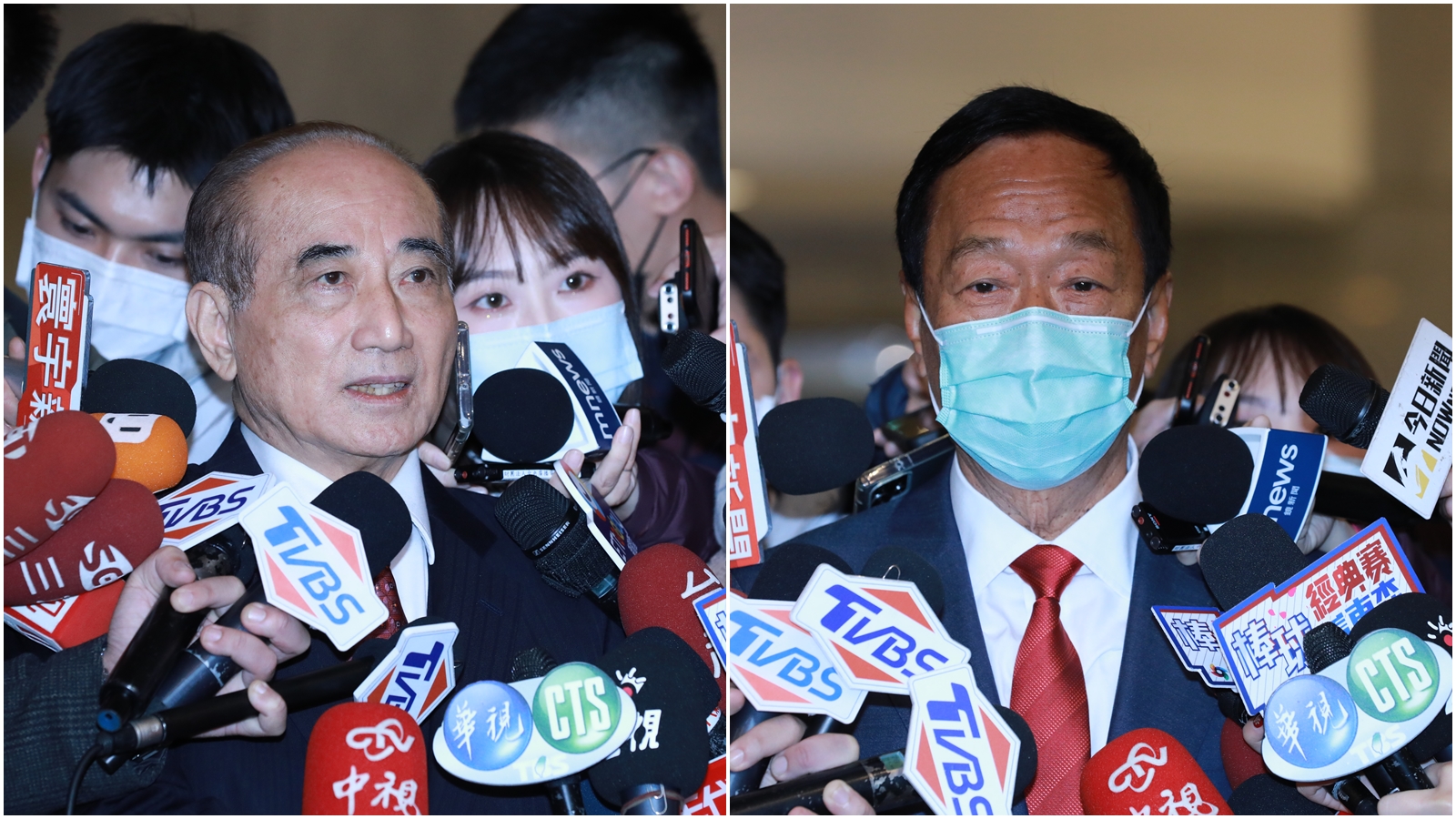 王金平(左)與郭台銘(右)今日下午會面。