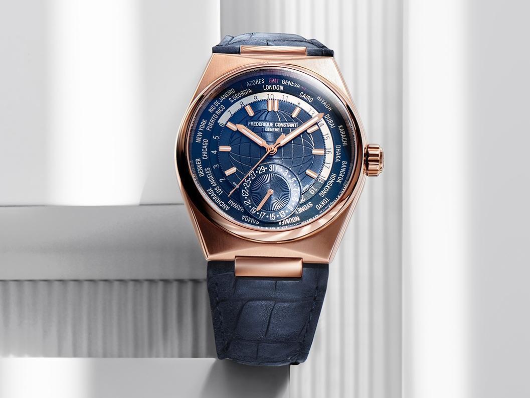 康斯登(FREDERIQUE CONSTANT)成立35週年,推出以Highlife Worldtimer自製機芯世界時區腕錶為基礎的二個紀念錶款,18K玫瑰金材質,定價約NT$888,000。