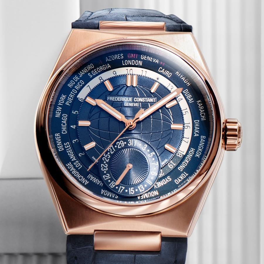 康斯登(FREDERIQUE CONSTANT)成立35週年,推出以Highlife Worldtimer自製機芯世界時區腕錶為基礎的二個紀念錶款,18K玫瑰金材質,定價約NT$888,000。