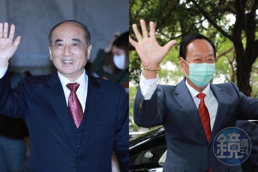 王金平（左）與郭台銘（右）昨於宏國大樓見面，談及2024總統大選事宜。