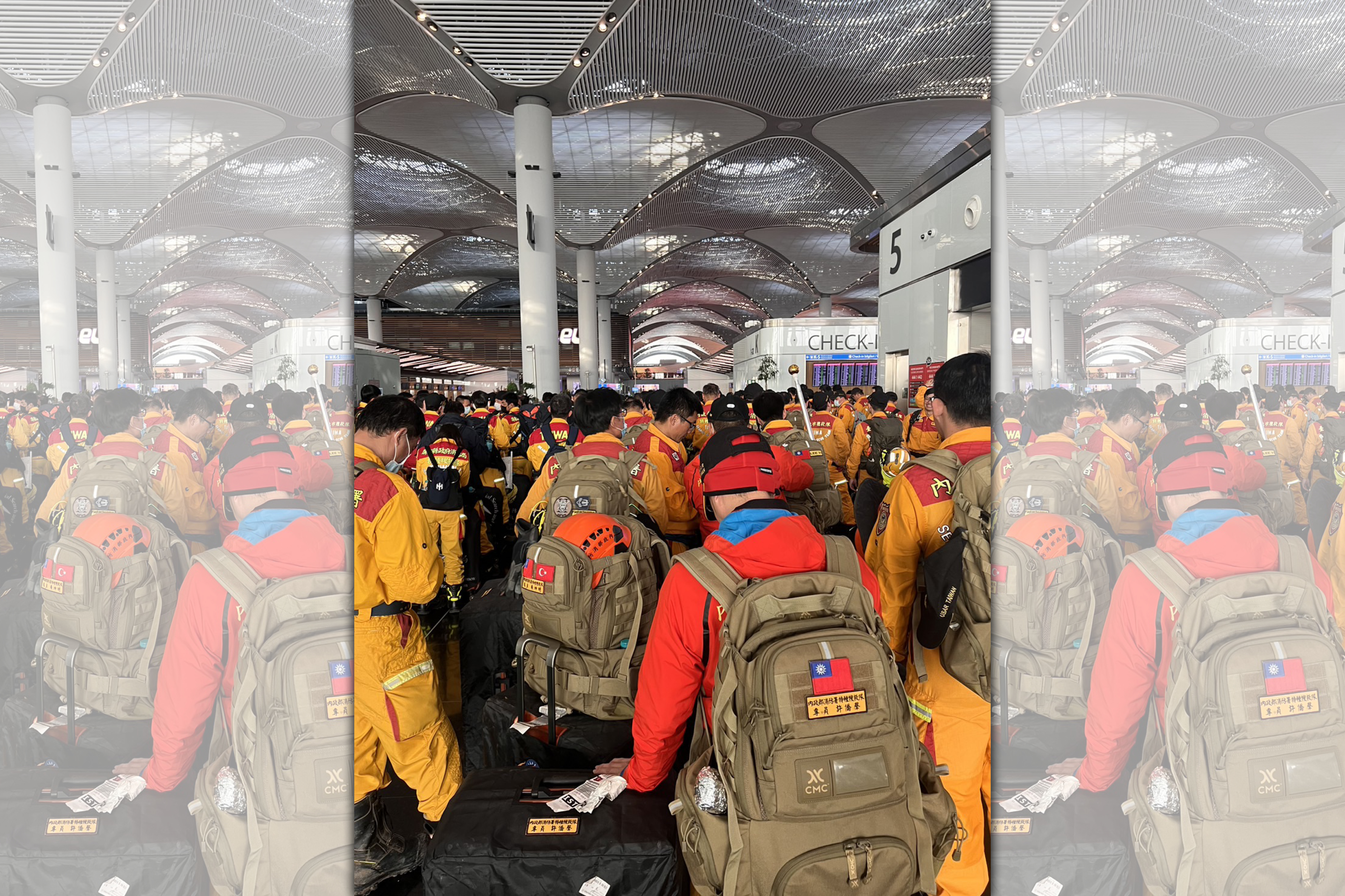 台灣搜救隊從伊斯坦堡搭機返國。（消防署提供）