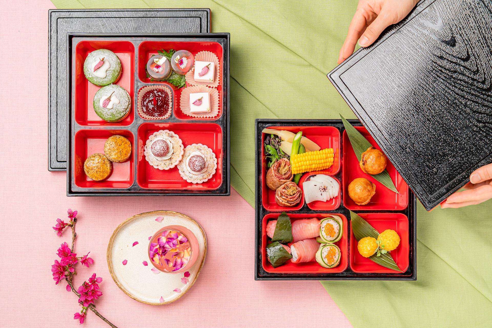 房客限定的「花間午茶組」，擷取春季色澤與在地花卉元素，打造多款精緻甜點。（1,850元+10%／組）（涵碧樓提供）