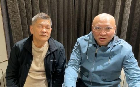 澎恰恰(左)、林秉文(右)合體直播澄清沒失聯。(翻攝自林秉文海海林生臉書)