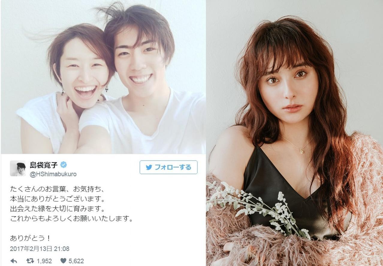 島袋寬子、早乙女友貴(左)宣布離婚沒多久,男的就被爆去辣模石田妮可家過夜。(翻攝網路)