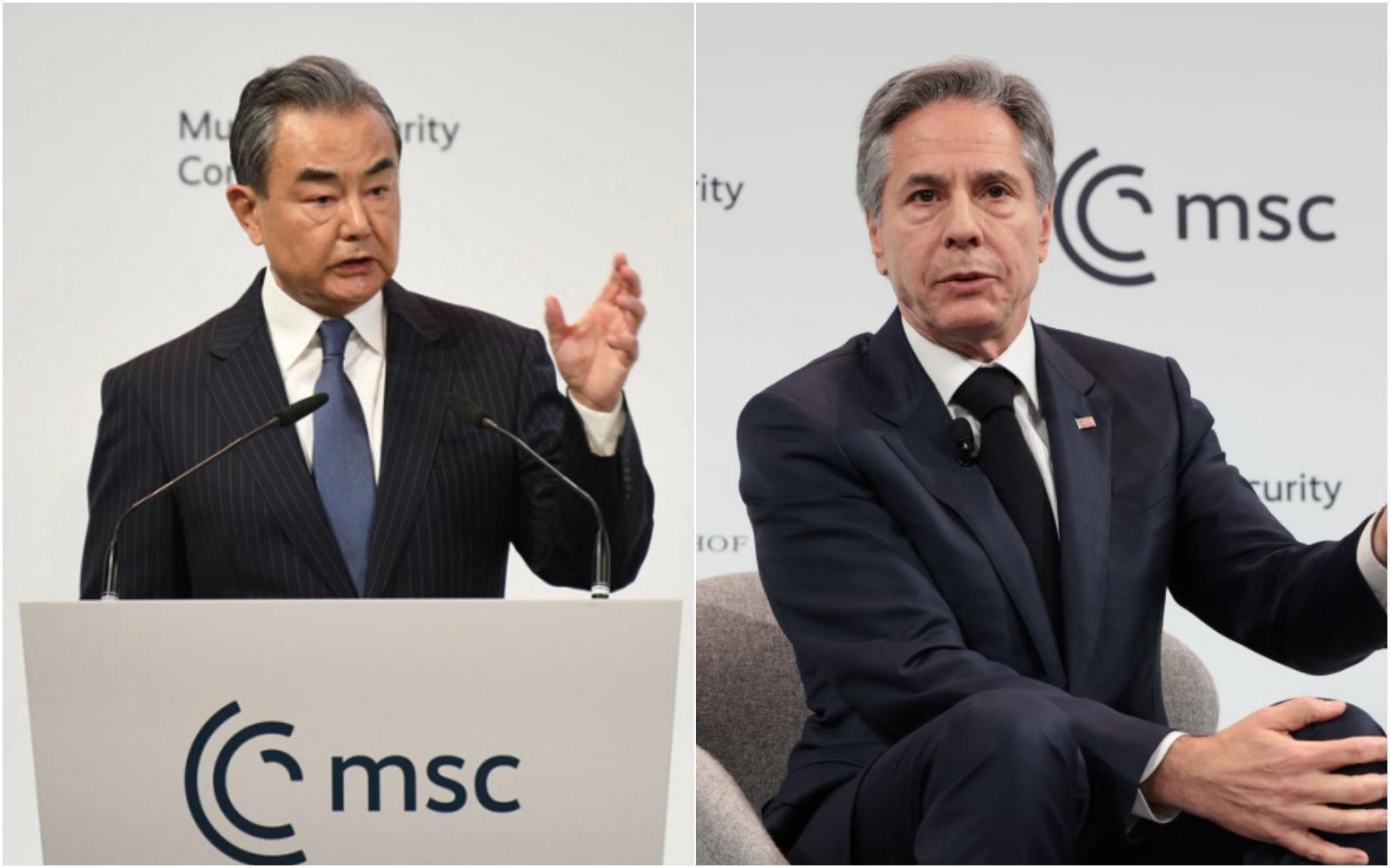 王毅(左)聲稱要美國正視濫用武力對中美關係造成的損害,布林肯(右)則警告中國不能再有侵犯美國主權的行為發生。(翻攝自中國外交部/美國國務院臉書)