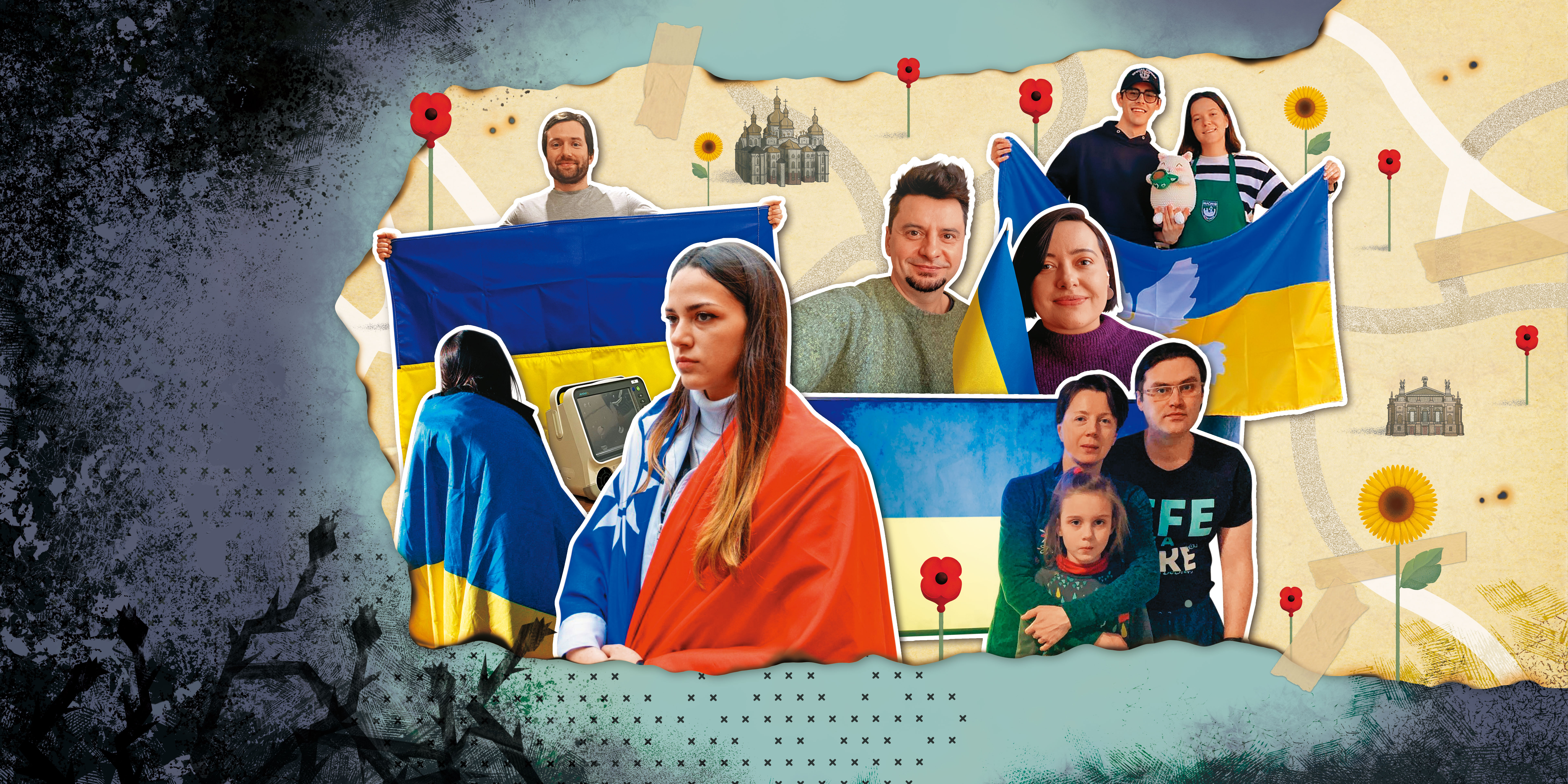 罌粟花是全世界通用的象徵，用來紀念戰爭中去世的人。烏克蘭國花向日葵則已成為反戰的象徵，烏克蘭人告訴這世界，他們仍為自己的家園奮鬥著。