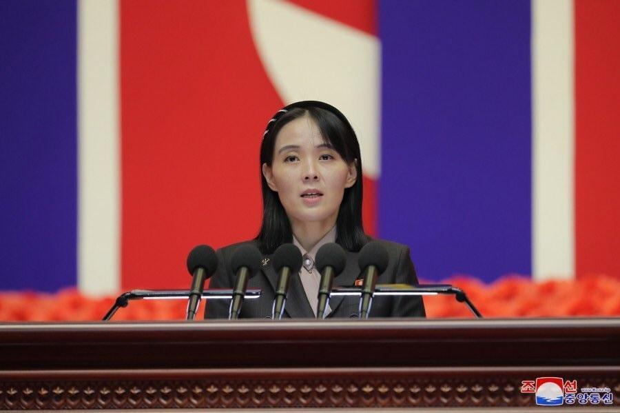 金與正今發表演說向美國嗆聲,「將太平洋當作自家射擊場頻率,取決於美軍行動的性質」。(翻攝自朝中社)
