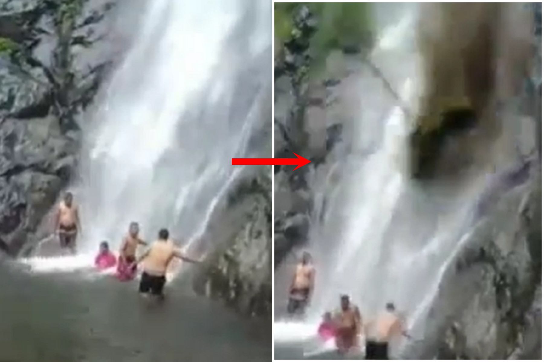 難逃死神！男與朋友沖瀑布戲水，土石流瞬間崩塌只有他慘亡。（翻自IG）