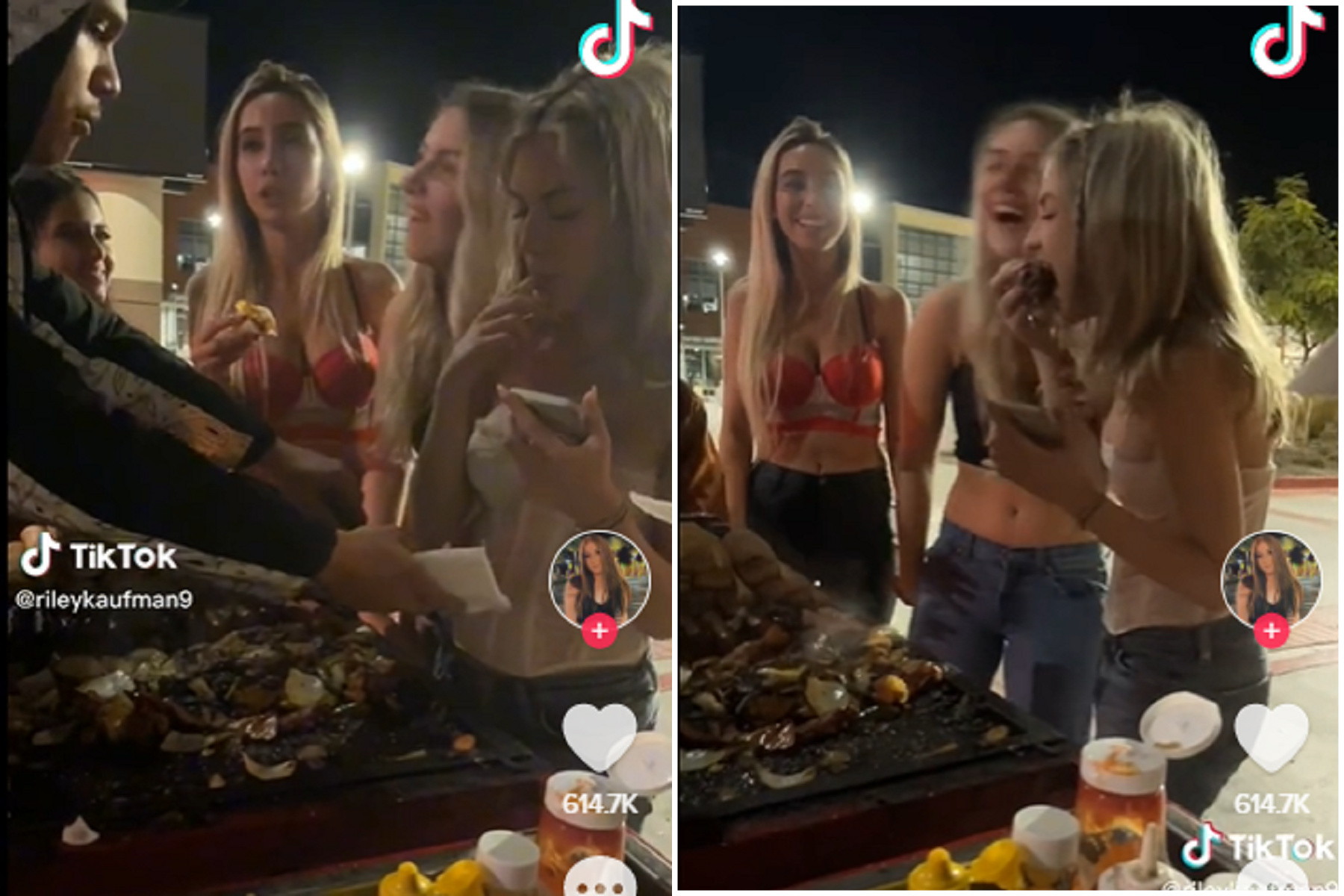 又有壽司郎翻版！辣妹含舔熱狗還放回烤盤，亂丟培根蔬菜惡搞攤販。（翻自TikTok）