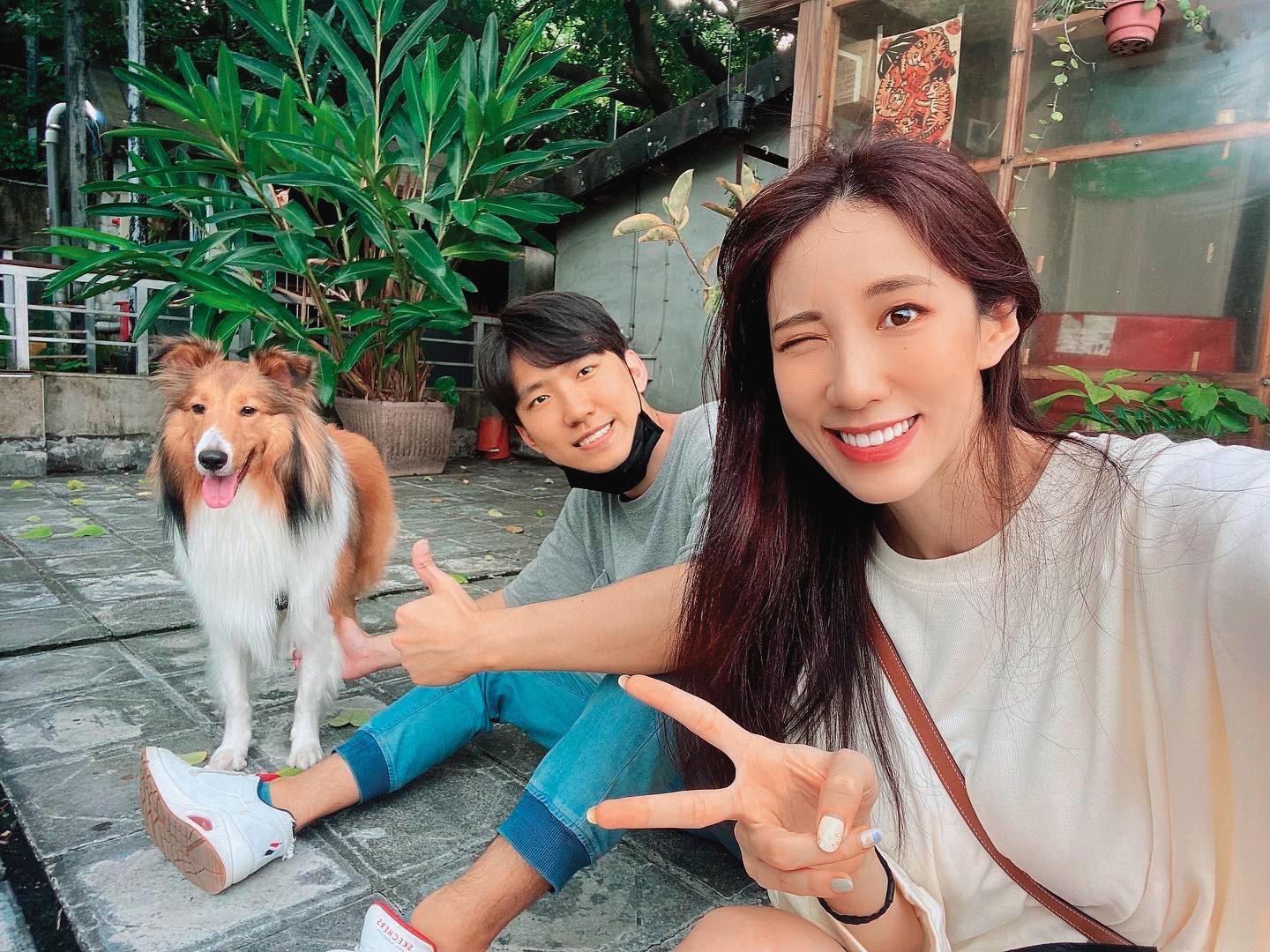 瑤瑤(右)和李振遠(左)分手之後,最捨不得的就是愛犬被男方帶回飼養。(翻攝自瑤瑤臉書)