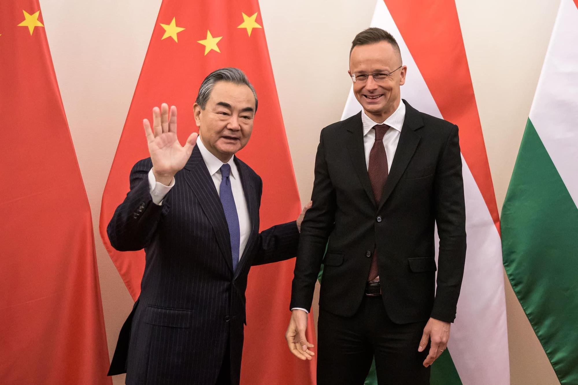 中國中央外事工作委員會辦公室主任王毅（左）近日會見匈牙利外交部長西伊亞爾托（右）。（翻攝自Szijjártó Péter臉書）
