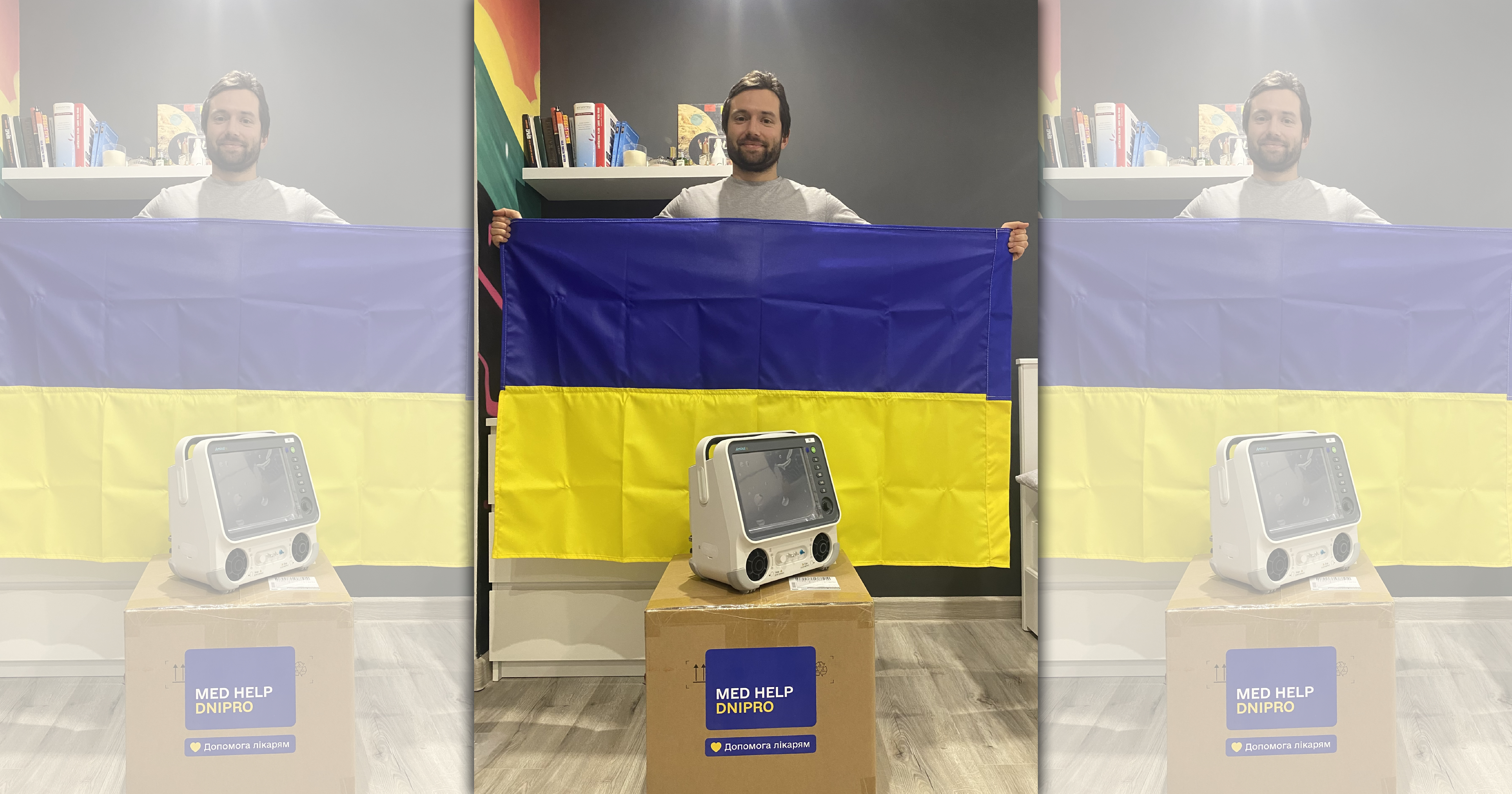 伊利亞與台灣民眾也出資捐贈的呼吸機，二月中送抵前線醫院。（伊利亞提供）