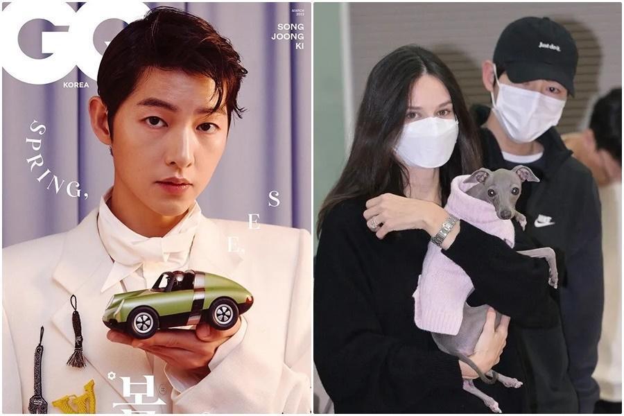 宋仲基接受時尚雜誌專訪，聊到愛妻。（左圖翻攝GQ KOREA IG、翻攝Newsen）