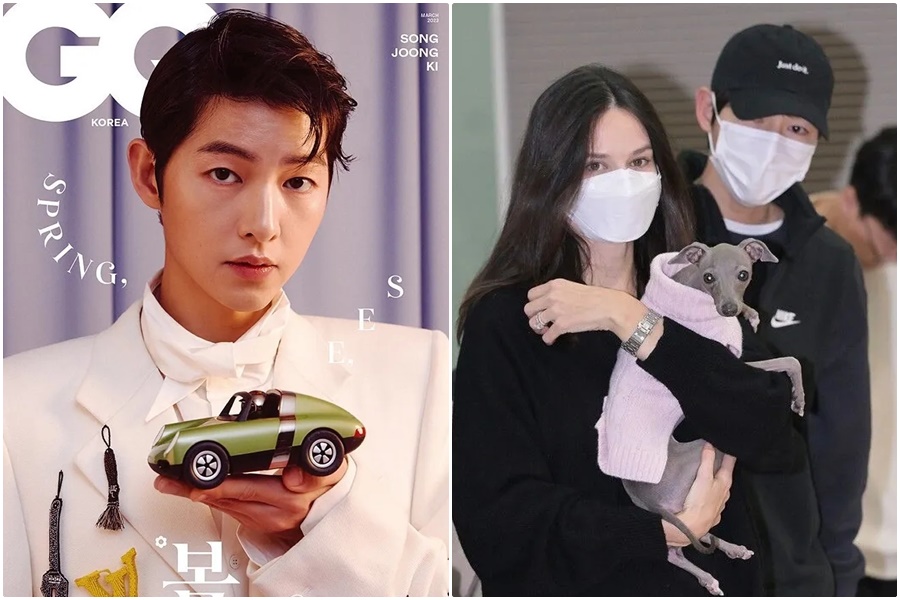 宋仲基接受時尚雜誌專訪，聊到愛妻。（左圖翻攝GQ KOREA IG、翻攝Newsen）