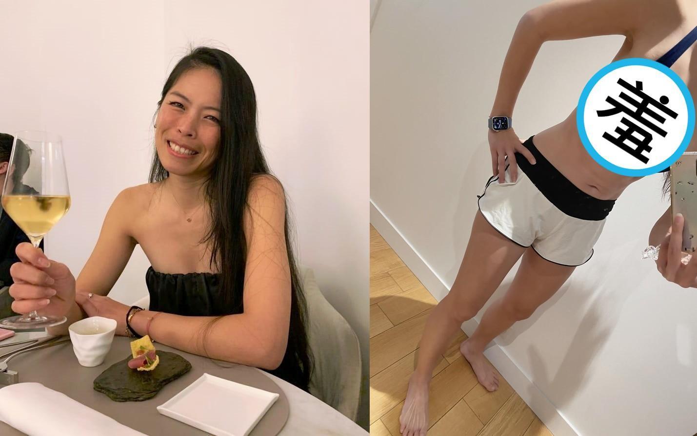 謝淑薇炫耀自己的腹肌,沒想到網友全歪樓,將目光放在她的胸前。(翻攝自謝淑薇臉書)