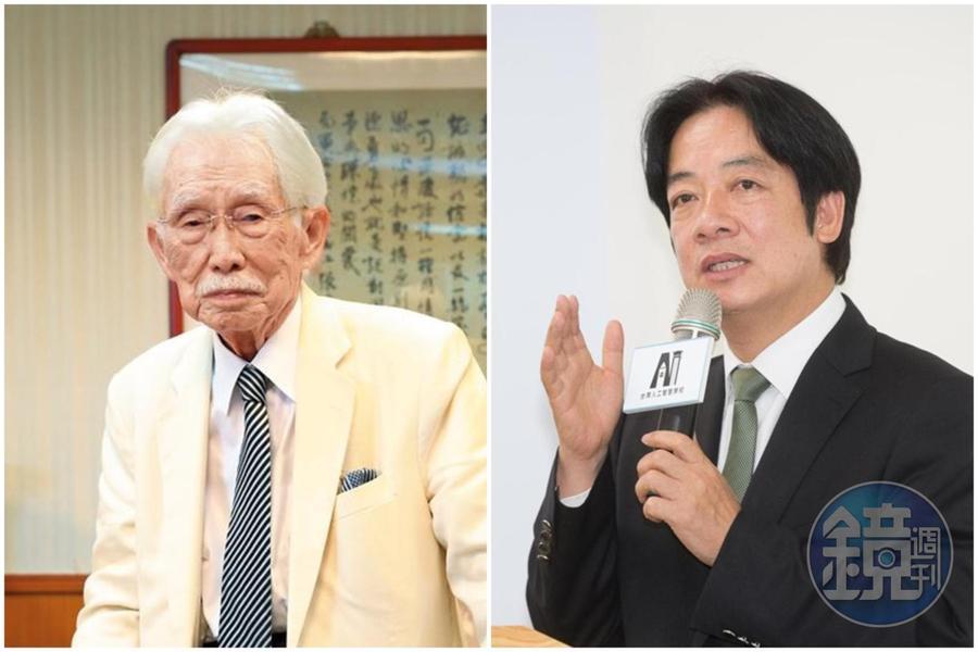 對於辜寬敏(左)離世,賴清德(右)在臉書表示哀悼與不捨「這是國家的損失,請家屬節哀保重,台灣就交給我們」。(本刊資料照)