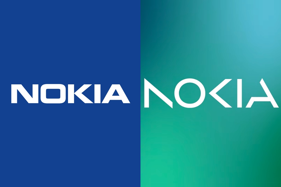 NOKIA的logo設計從舊版（左圖）更新為省略一些筆畫的新版（右圖）。（翻攝自NOKIA臉書）