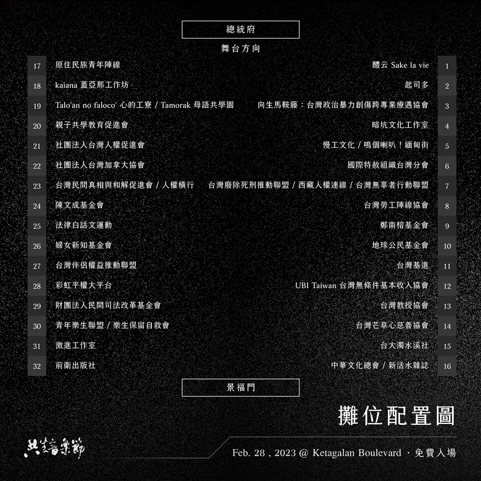 2023共生音樂節人權市集攤位將於下午4點起與主舞台活動同步展開。（共生音樂節提供）