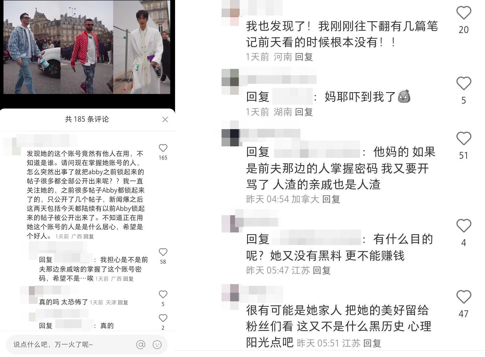 有粉絲發現蔡天鳳小紅書隱藏的貼文被逐一公開。(翻攝自蔡天鳳小紅書)