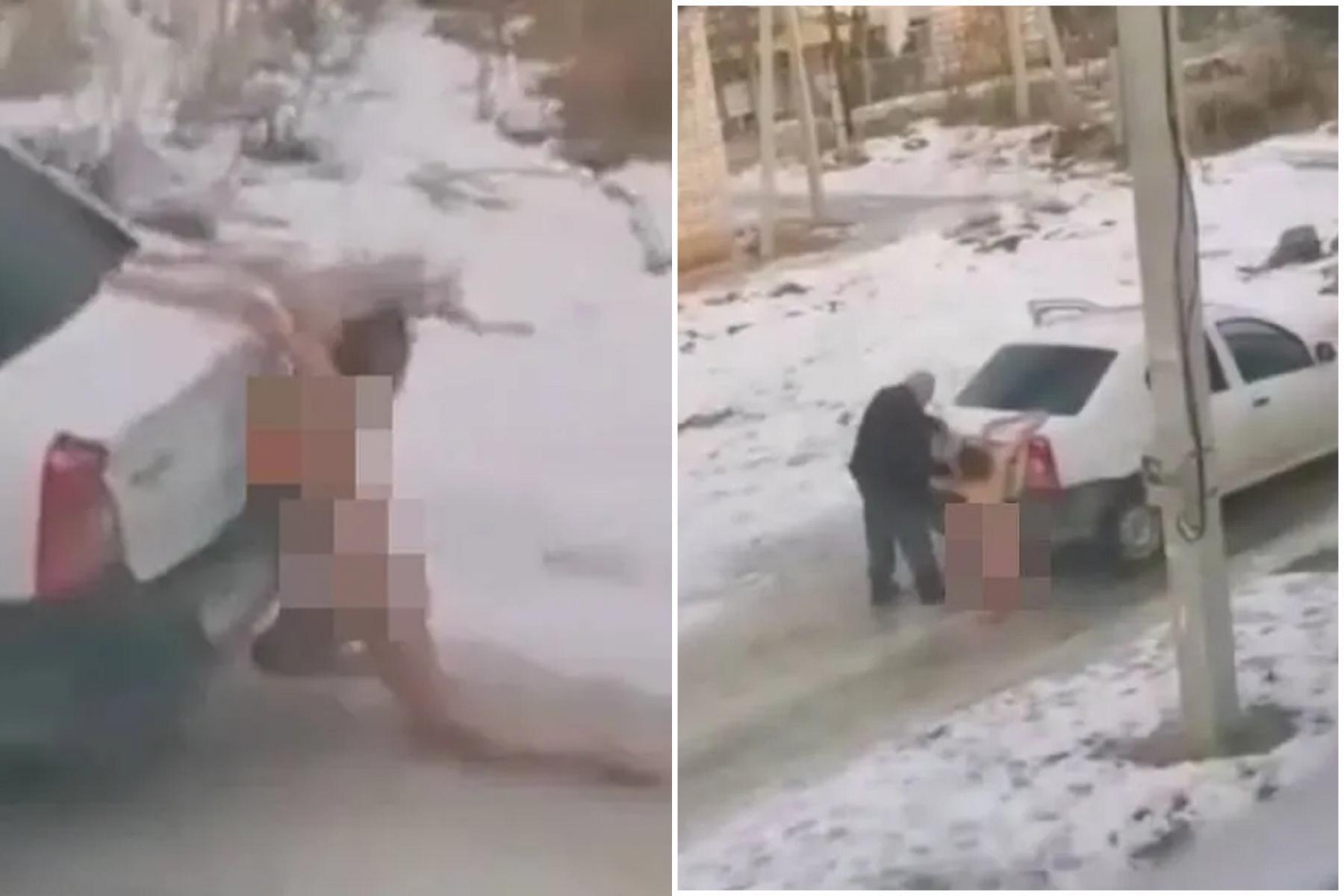 裸女在雪地被拖行淒厲哀號，老公疑家暴？真相曝光大反轉。（翻自volgograd.kp.ru）