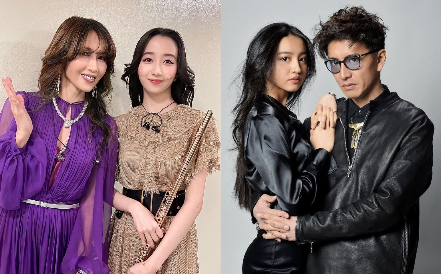 木村拓哉（右圖右）和工藤靜香（左圖左）結婚23年，愛女心美（左圖右）、光希（右圖左）都已踏入演藝圈出道。（左圖翻攝自心美Instagram，右圖翻攝自光希Instagram）
