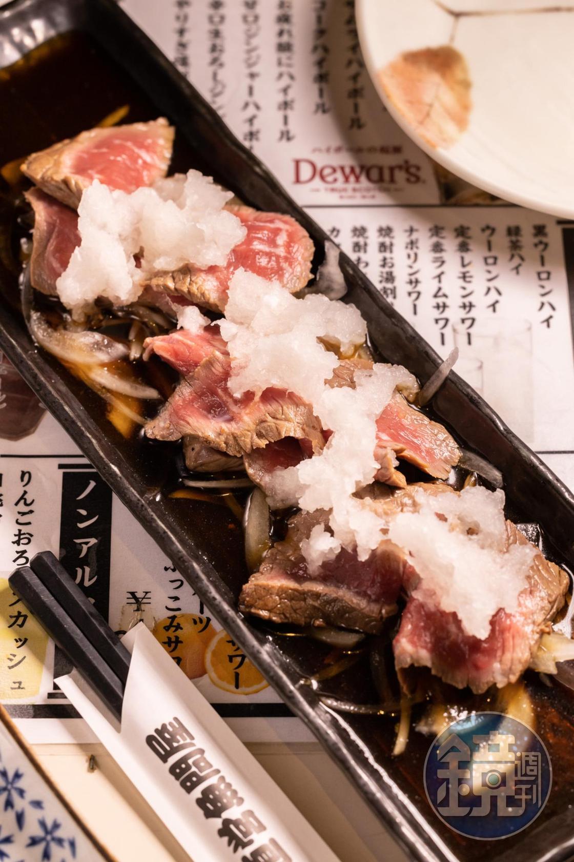 店內供應北海道產牛肉料理，肉質軟嫩。（喝到飽套餐菜色，4, 500日圓／人，約NT$1,019 ）