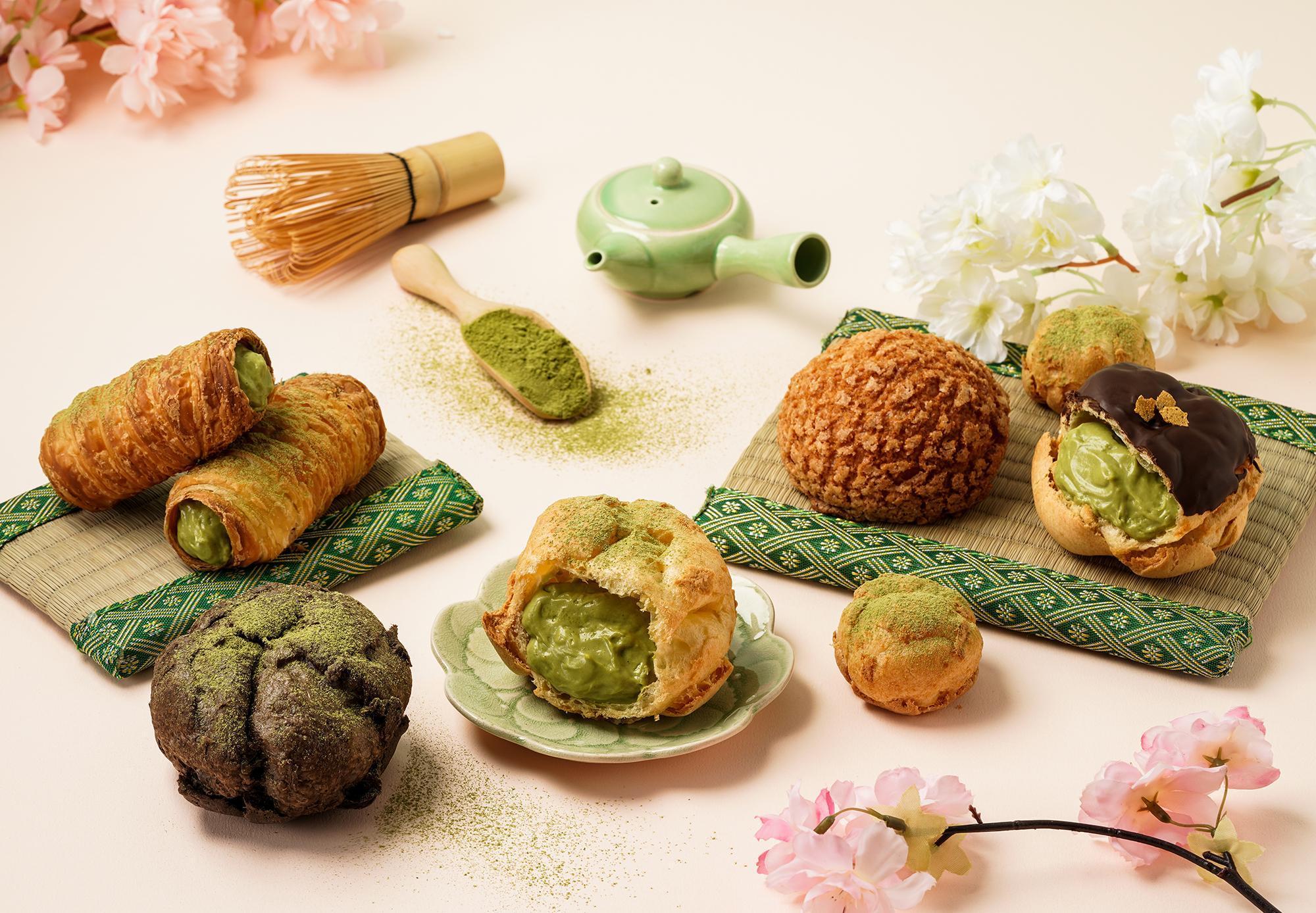 日本泡芙品牌「beard papa’s」推出抹茶口味泡芙,為抹茶甜點控的春日帶來小確幸。(beard papa’提供)