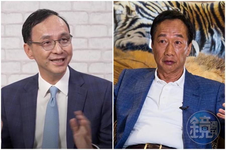 對於郭台銘(右)出聲力挺南投立委補選國民黨候選人,朱立倫(左)表示相當樂見。(左圖翻攝自德國之聲臉書,右圖本刊資料照)