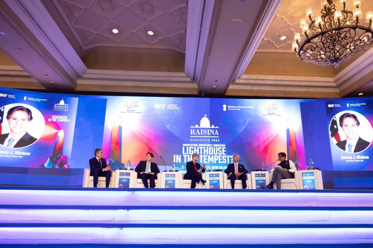 布林肯於印度會晤「四方安全對話」成員國外長。（翻攝自推特@SecBlinken）