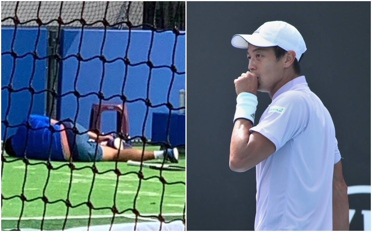 全中運網球資格賽前場地才備妥，由於場地草皮不平整、鋪沙不夠，導致有選手受傷，盧彥勳今天痛心在臉書po文。（翻攝自徐正賢/盧彥勳臉書）