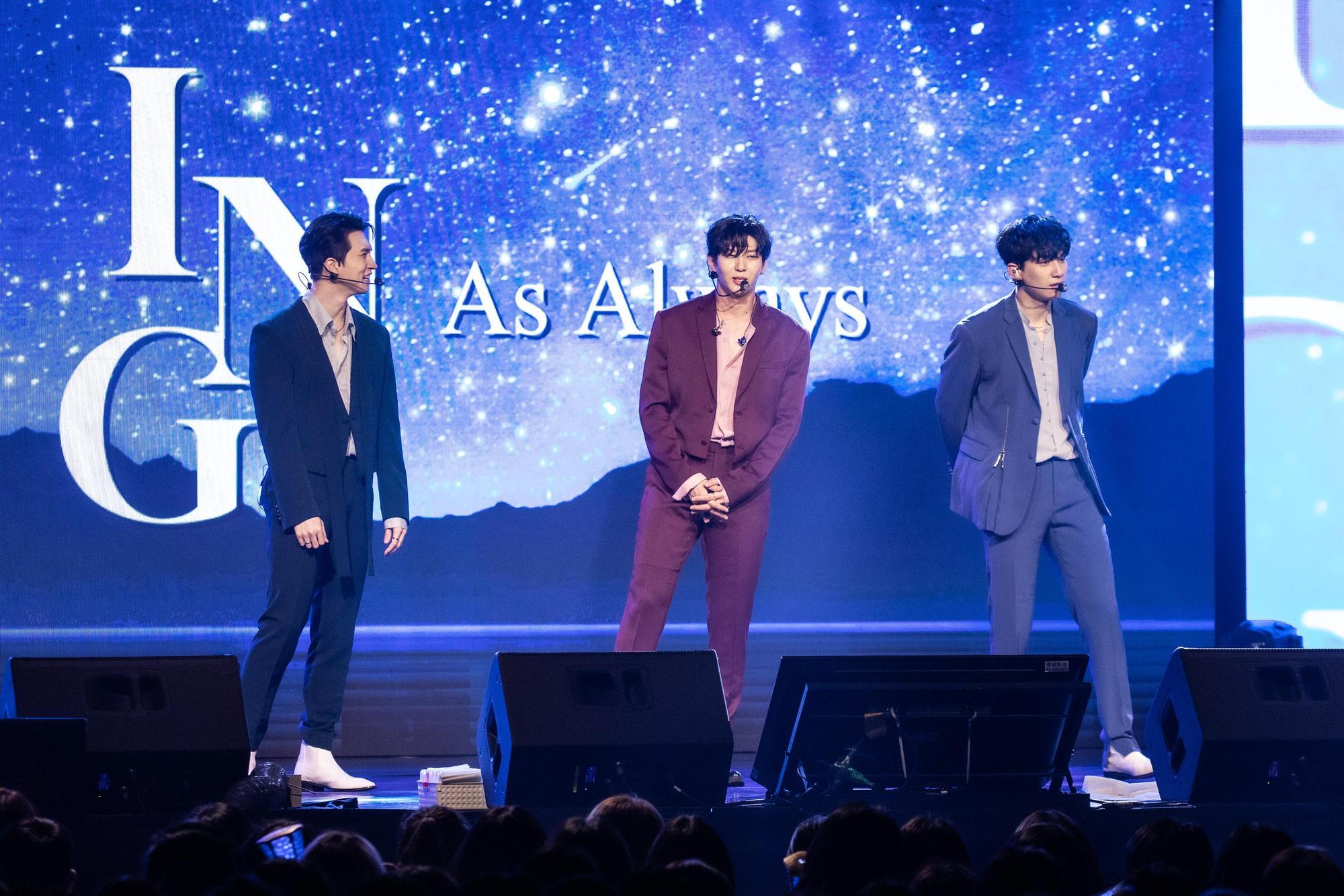 VIXX三名成員KEN（左起）、LEO與HYUK看到粉絲非常開心。（ON INN ASIA提供）