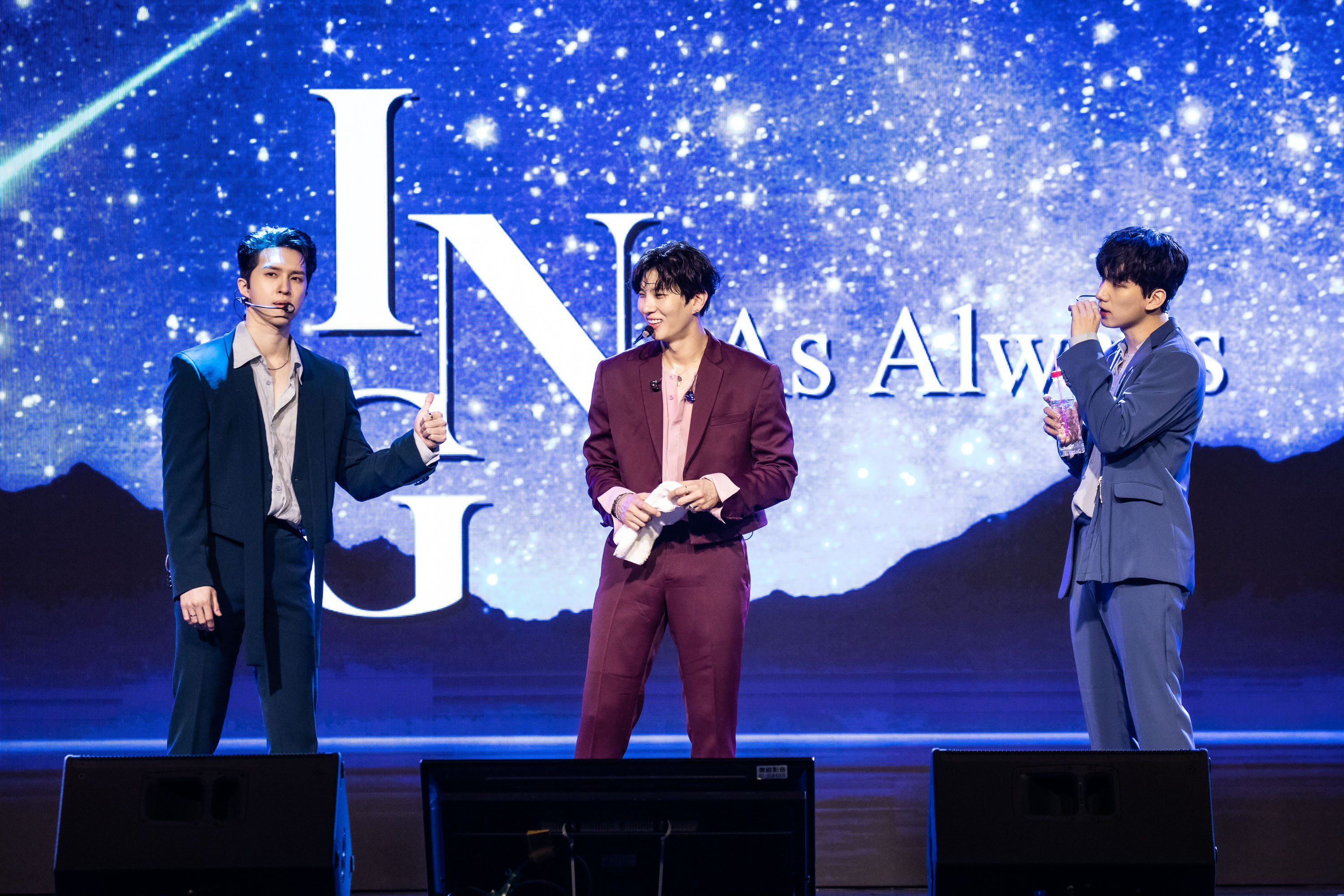 VIXX三位成員KEN（左起）、LEO與HYUK睽違5年來台開唱。（ON INN ASIA提供）