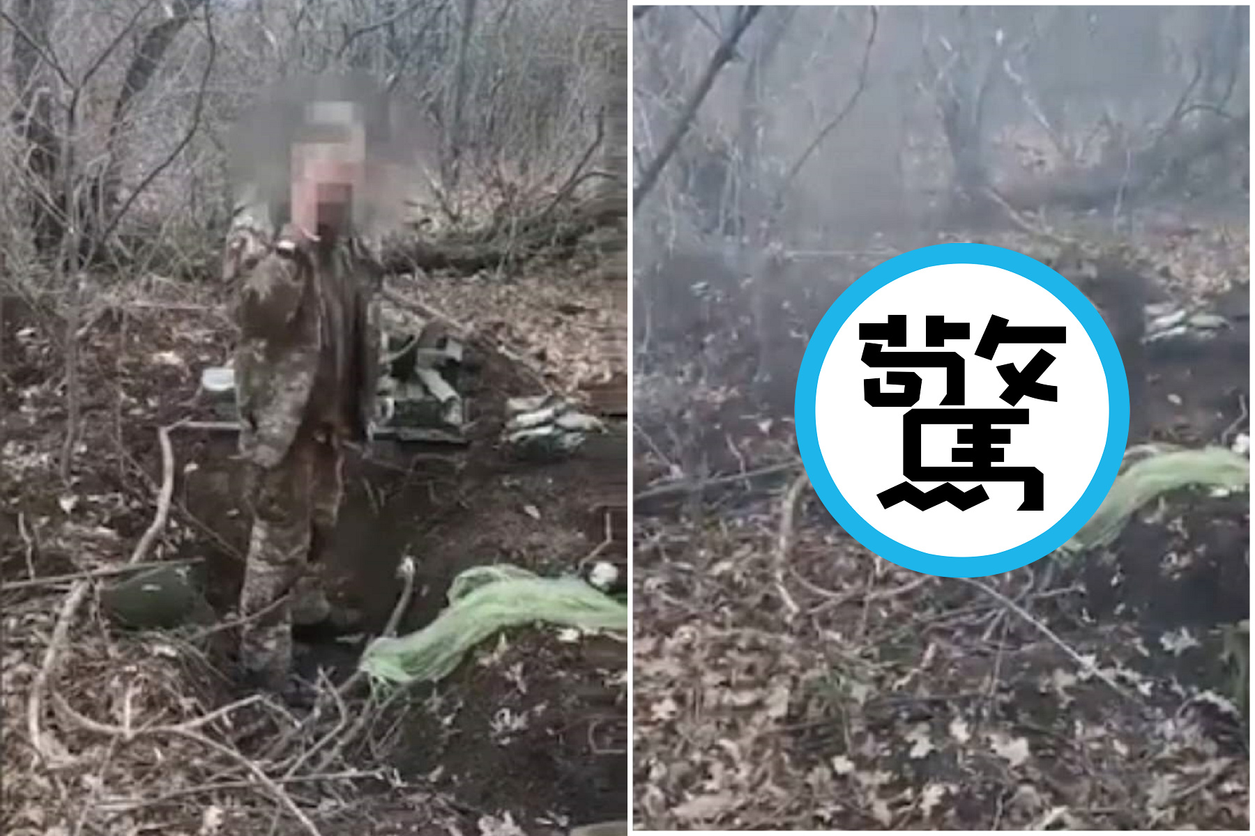 烏國士兵被俘，淡定叼菸高喊「榮耀歸烏克蘭」！下一秒即遭俄軍射爆慘死。（翻自推特）