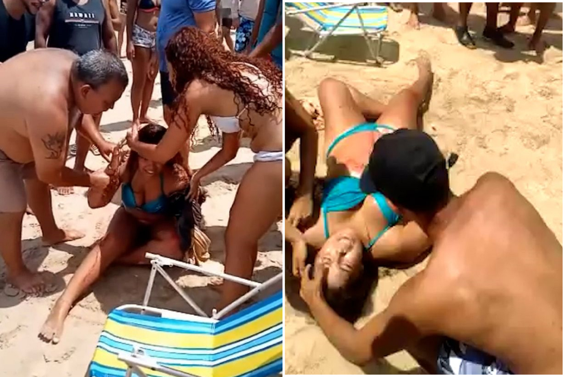 比基尼妹子無視禁令跳海戲水,慘遭鯊魚狠咬全身斷手濺血。(翻自《每日星報》)