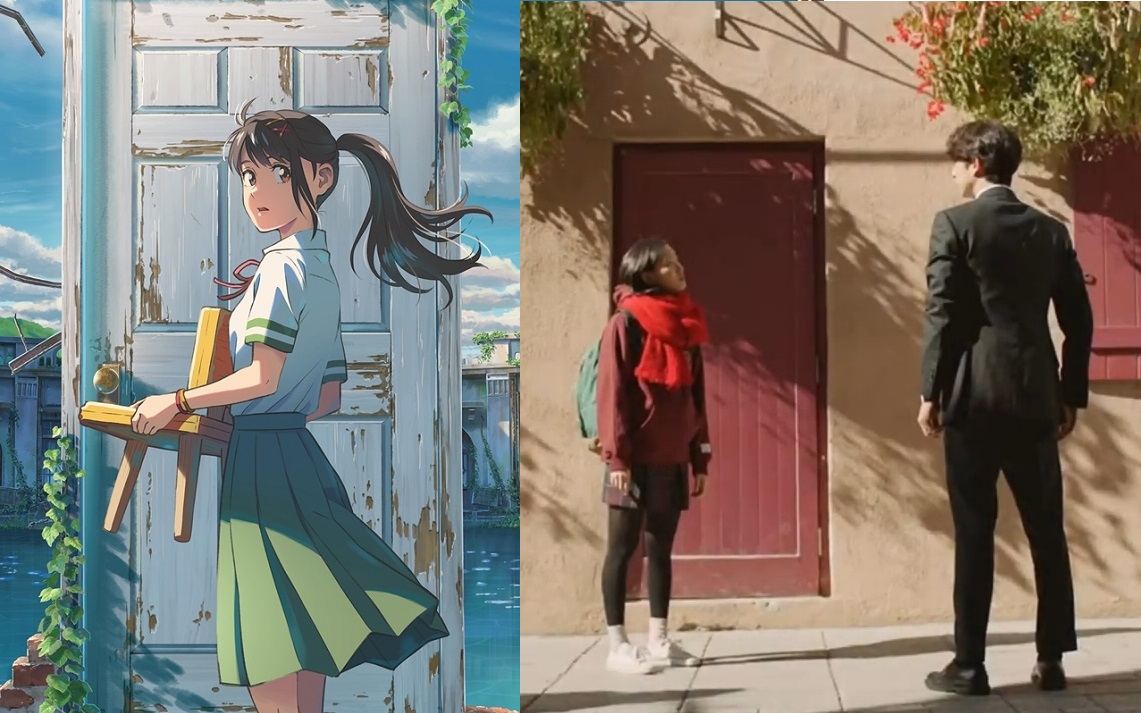 新海誠新片《鈴芽之旅》（左圖）中的門是一大關鍵，他透露靈感其實來自於韓劇《鬼怪》（右圖）。（左圖車庫娛樂提供，右圖翻攝自tvN）