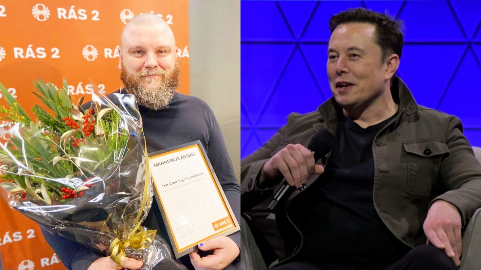 推特身障員工托雷松（左）遭裁員還被馬斯克（右）羞辱，引起網友熱議。（翻攝自推特@iamharaldur／IG @elonrmuskk）