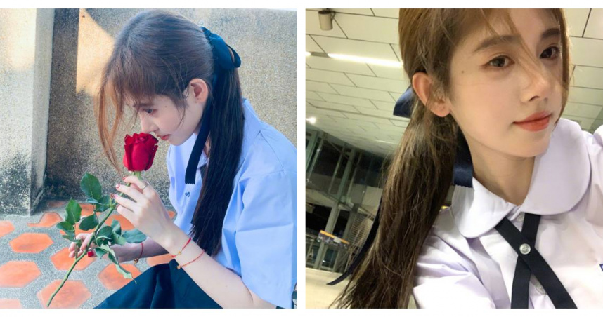 近日赴泰國旅遊的鞠婧禕，也在社群網站貼出她穿著泰國校服，在曼谷CentralWorld尚泰購物中心逛街的自拍照。（翻攝自微博）