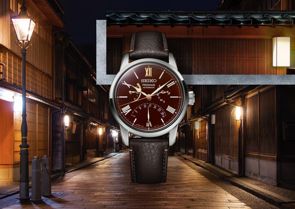 SEIKO Presage 製錶110週年漆藝限量錶 Presage Craftsmanship SPB395J1 錶款，以金澤的古老街道為設計靈感。定價約2,000歐元，限量1,500只。