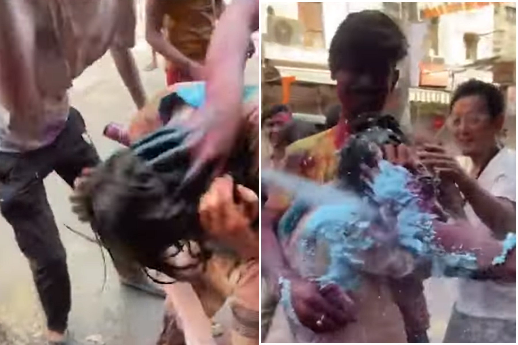 櫻花妹參加印度「色之祭」被當感謝祭，慘遭6男包圍硬上猥褻。（翻自YouTube畫面）