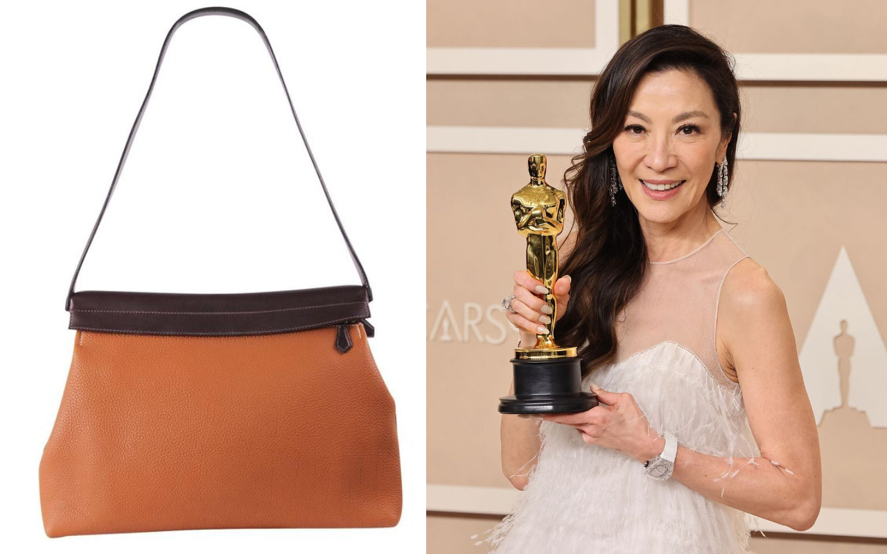 愛馬仕曾為新科奧斯卡影后楊紫瓊（右圖）推出同名包款「楊包」（左圖）。（翻攝自楊紫瓊IG、Pinterest）
