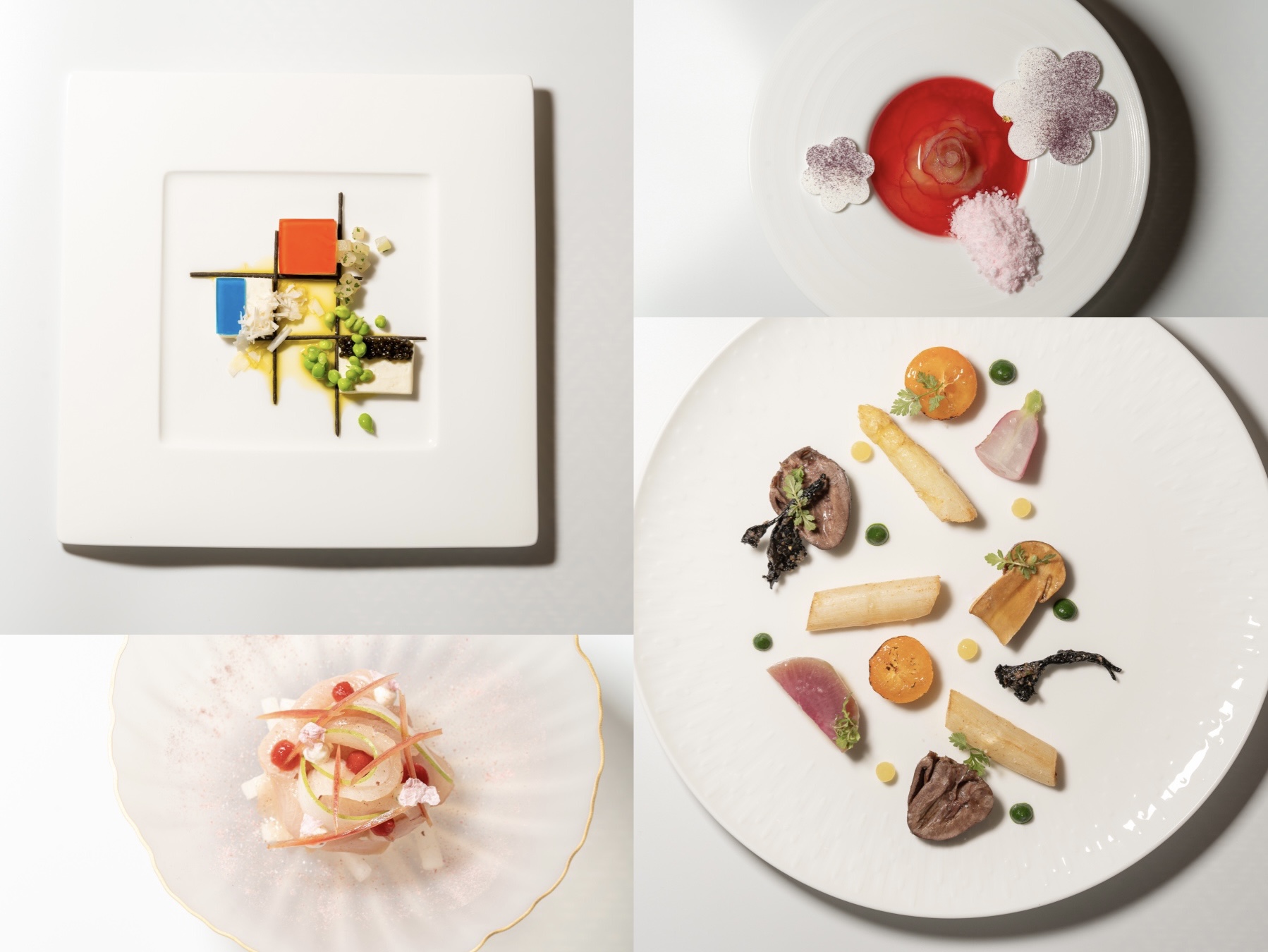 「LOPFAIT樂斐」春季菜單運用櫻花、當季水果，做出豐盈清爽的滋味，還跟藝術家合作，把餐廳變畫廊。（圖片由LOPFAIT樂斐提供）