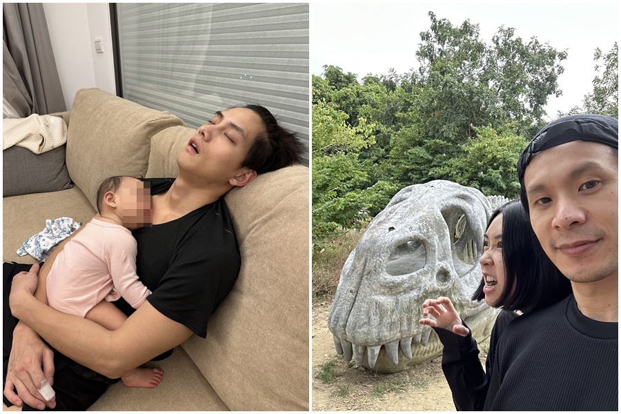 范少勳和愛女的私照，滿滿都是父愛。姚淳耀和設計師妻子林羿的甜蜜生活照。（青春期提供）