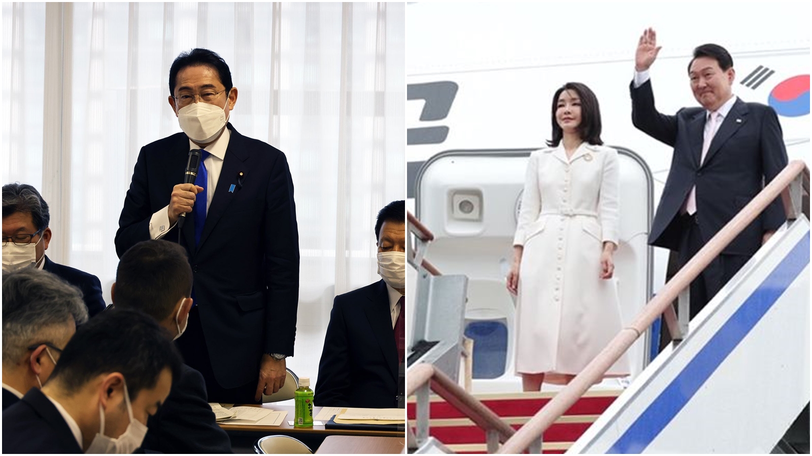 尹錫悅今日前往日本將會晤岸田文雄。（翻攝自推特＠President_KR、@kishida230）