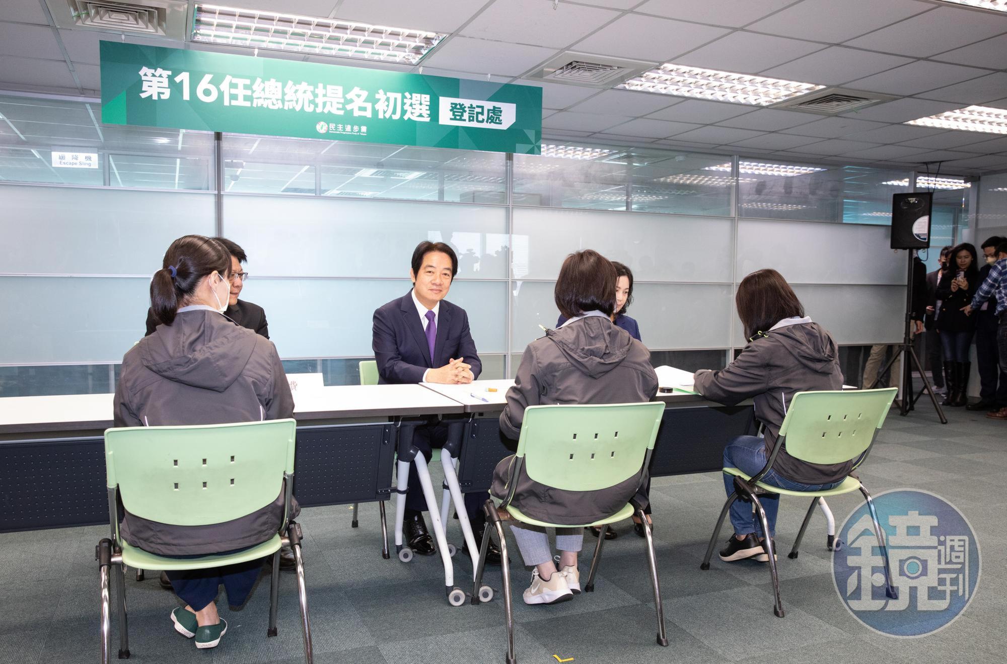 賴清德今對外正式宣布，自己已登記黨內的總統提名初選，也為2024總統大選開始準備。