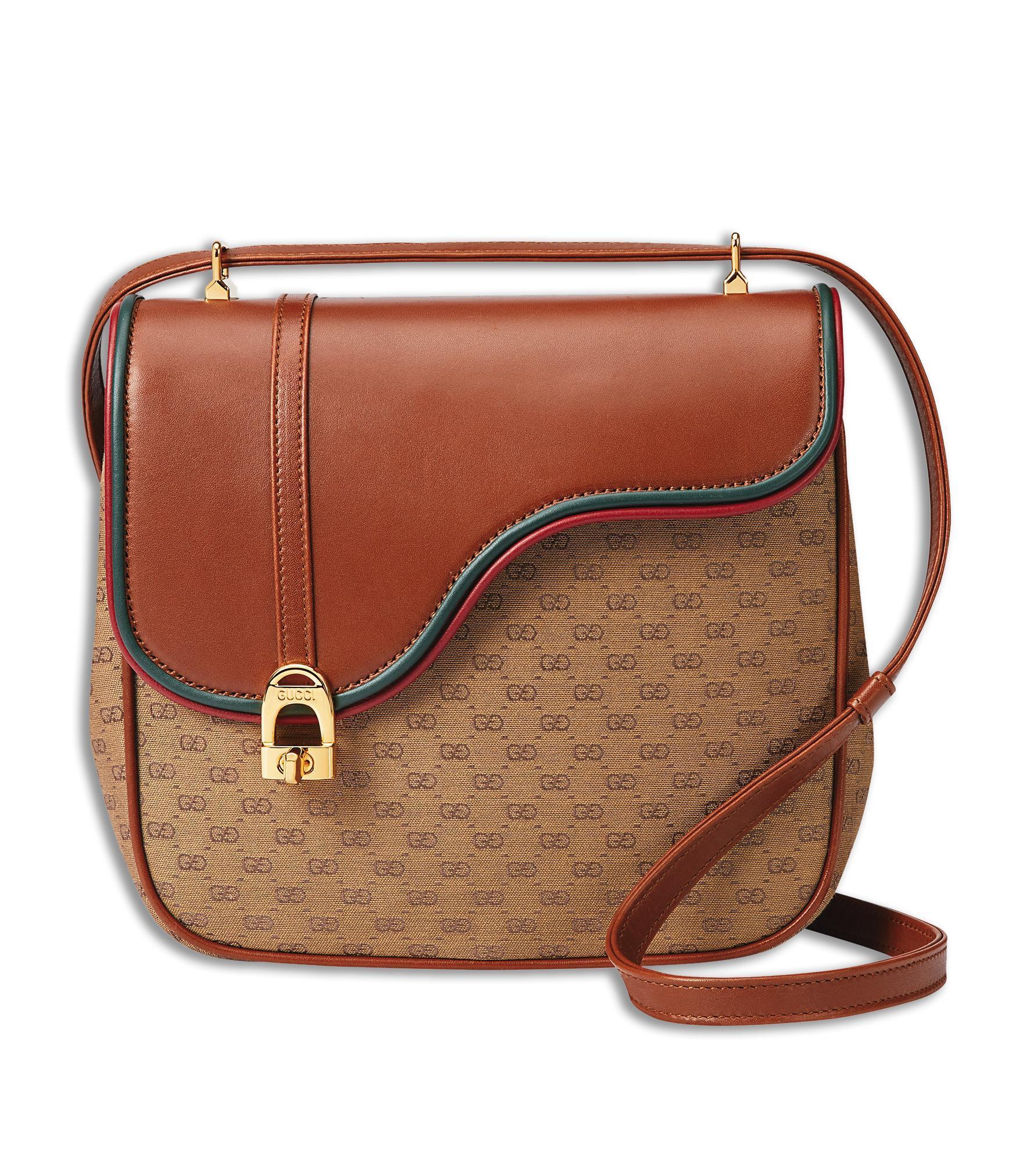 EQUESTRIAN皮革帆布拼接馬術方包。NT$98,800。（GUCCI提供）