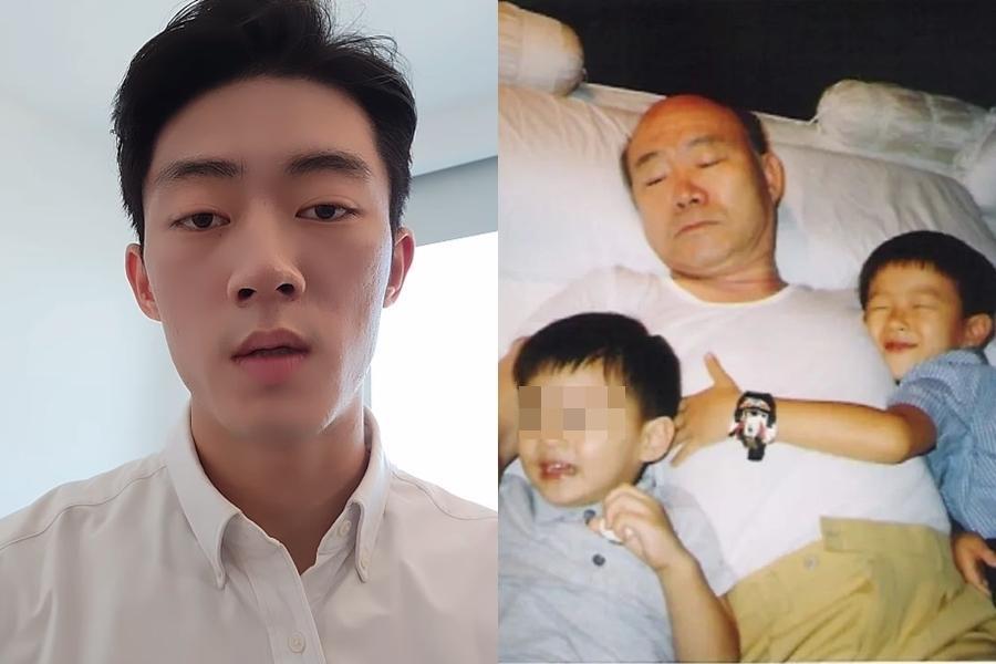 全斗煥的孫子全宇元（左圖），近日在網路上對家人進行大爆料，更曬出小時候和哥哥、爺爺的合照（右圖）自證身分。（翻攝自全宇元IG）