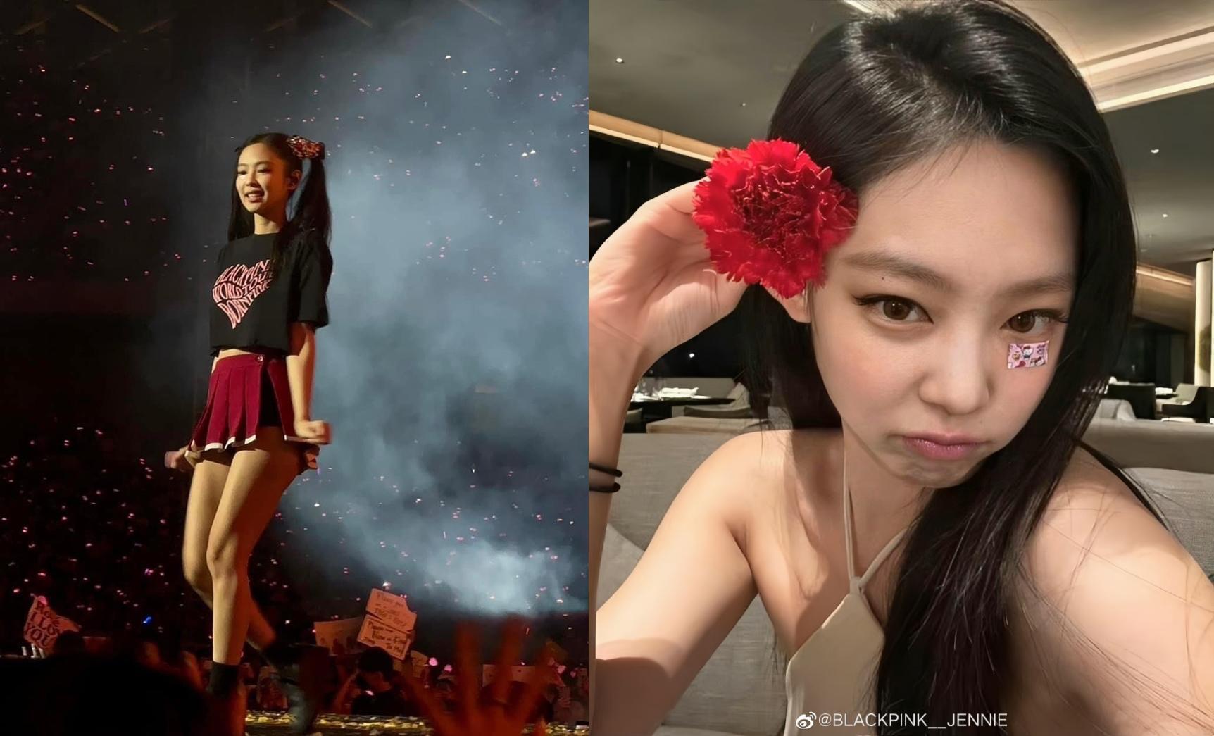 BLACKPINK今晚在高雄將帶來第二場演唱會,上午微博出現疑似BLACKPINK Jennie帳號稱「愛中國台灣」。(左讀者提供,右翻攝BLACKPINK__JENNIE微博)