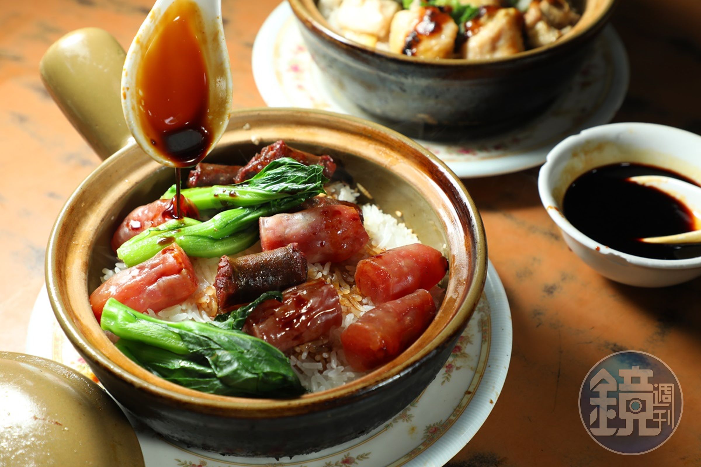「臘味飯」的肝腸與臘腸都大塊紮實。(港幣90元/份)