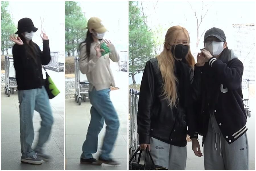 BLACKPINK順利返韓,由左至右依序為Jisoo、Jennie、Rosé以及Lisa。(翻攝自비하인드 BEHIND YouTube頻道)